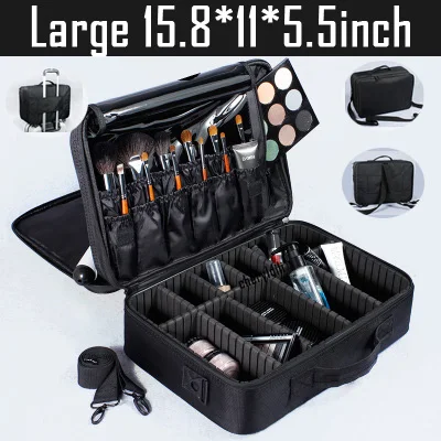 large black 3layer Новинка г. Высокое качество Профессиональный Пустая палитра Организатор Bolso Mujer косметичка для путешествий большой Ёмкость сумка для хранения чемоданы - Цвет: large black 3layer