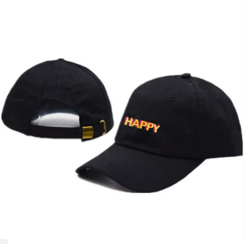 happy black Мода папа шляпа для мужчин хлопок вышивка K Поп Бейсбол кепки хип Snapback шапка-Кепка унисекс рэп бейсболка Боб Прямая - Цвет: happy black