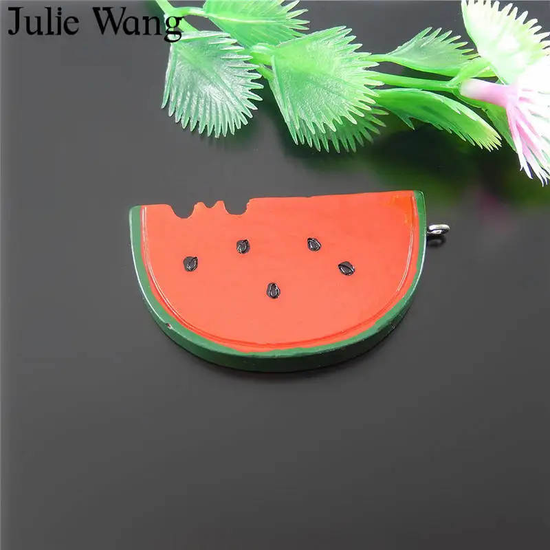 Julie Wang 5 шт. подвески из каучука арбуз фрукты ожерелье серьги фурнитура брелок
