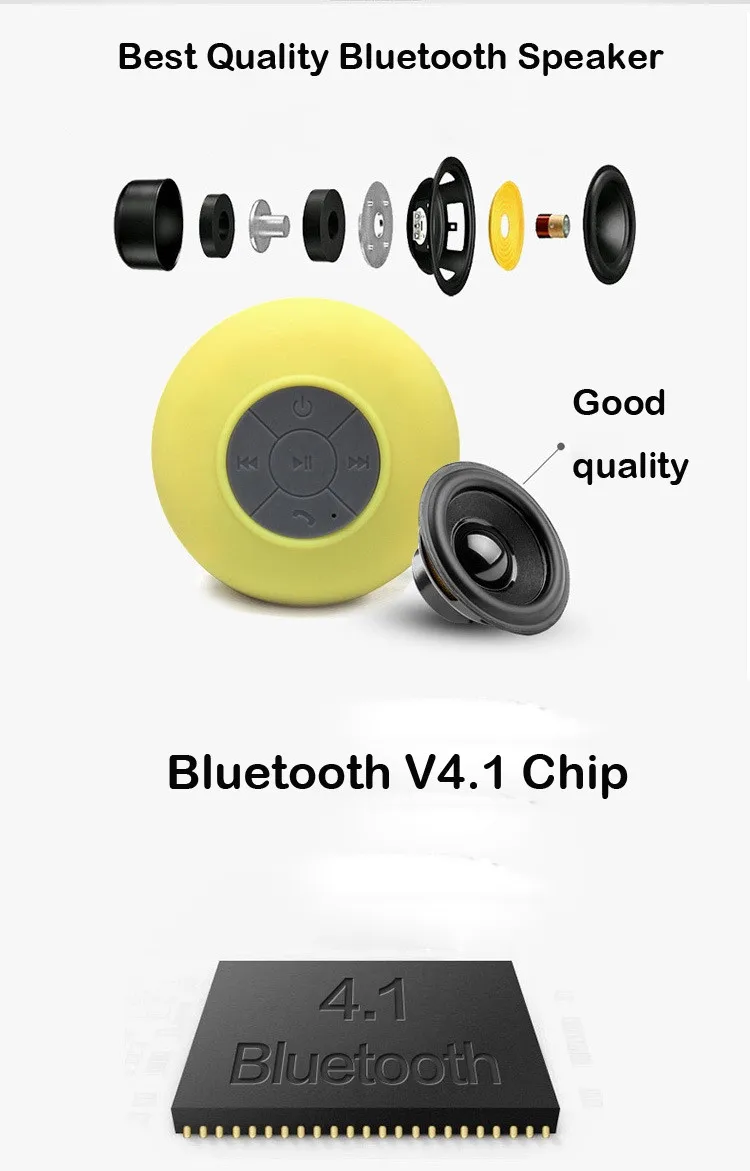 BTS-06 Водонепроницаемый мини портативный Душ Bluetooth динамик с присоской Поддержка Hands-free Звонки функция для мобильного телефона