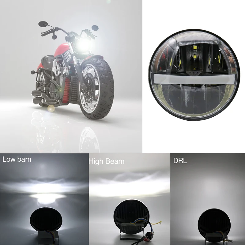5-3/" Круглый налобный фонарь для Harley Dyna Sportster 1200 883, запчасти, указатель поворота, светильник, Moto 5,75 дюймов, проектор, светодиодный, Moto головной светильник