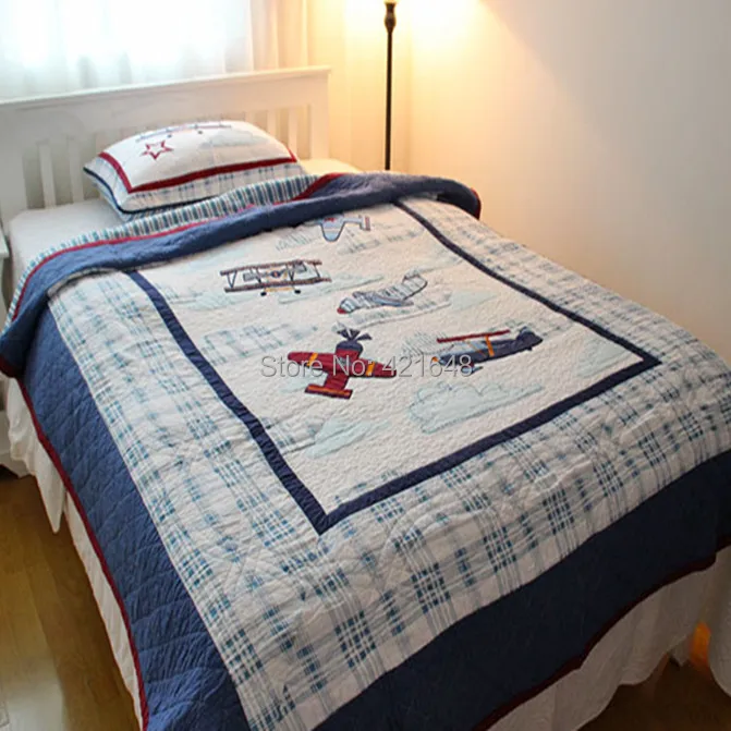 Бесплатная доставка самолет дети ручной работы лоскутное одеяло покрывала