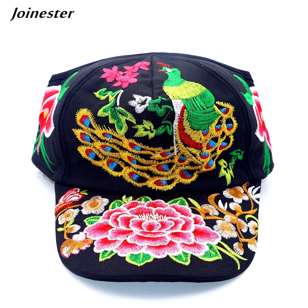 

Women Flower Embroider Casual Hats Ethnic Girls Baseball Hat Adjustable Canvas Travel Caps Fashion Sun Hat Lady Visor Casquette