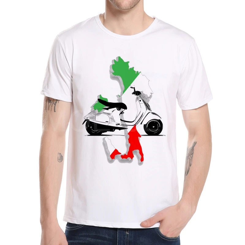 Мотоцикл Vespa футболка для мужчин Модная итальянская мужская повседневная скутер