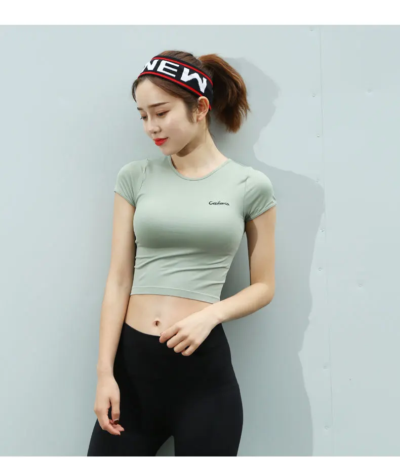 УГ сухой стрейч Лоскутная Slim Fit Йога Топы корректирующие для женщин Спортивная футболка спортивные майки Фитнес рубашка тренер бег футболк