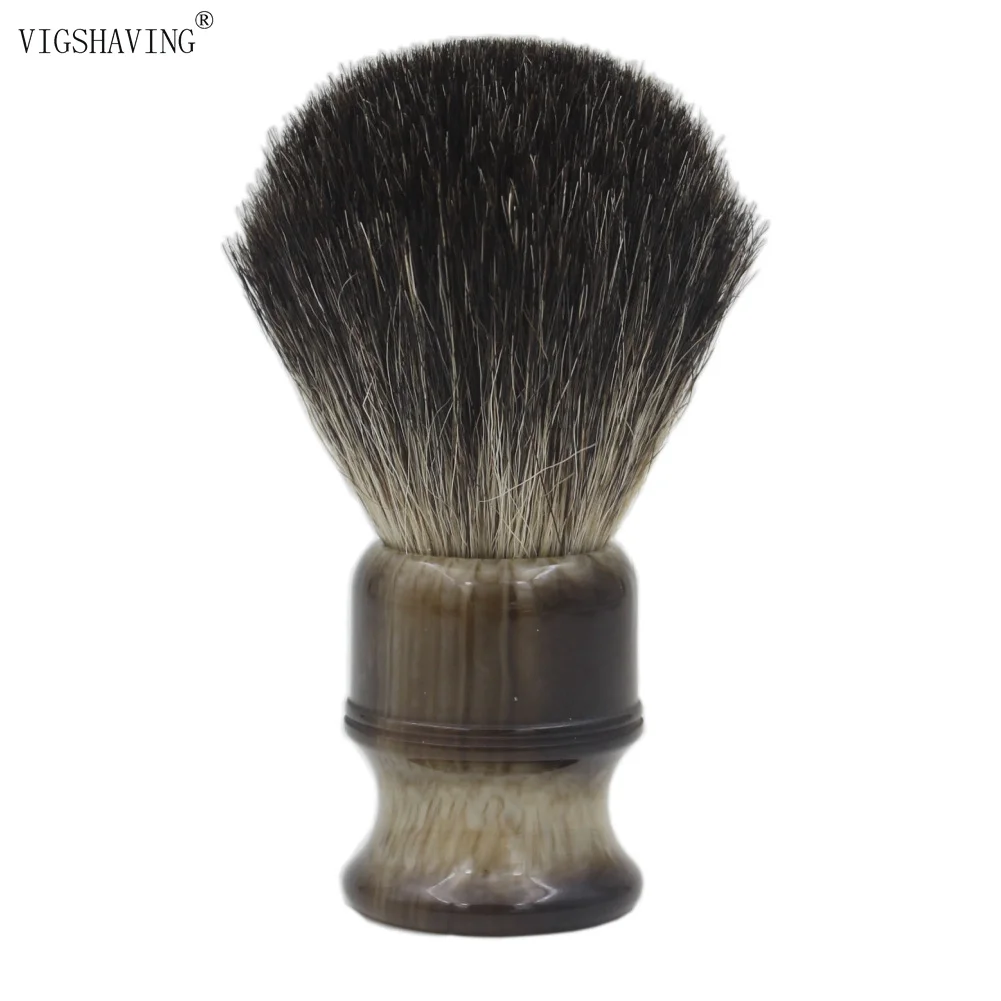 Faux Horn Handle Vigshaving помазок смолы ручка чисто барсук волос Для мужчин Кисточка для бритья - Цвет: Faux Horn Handle