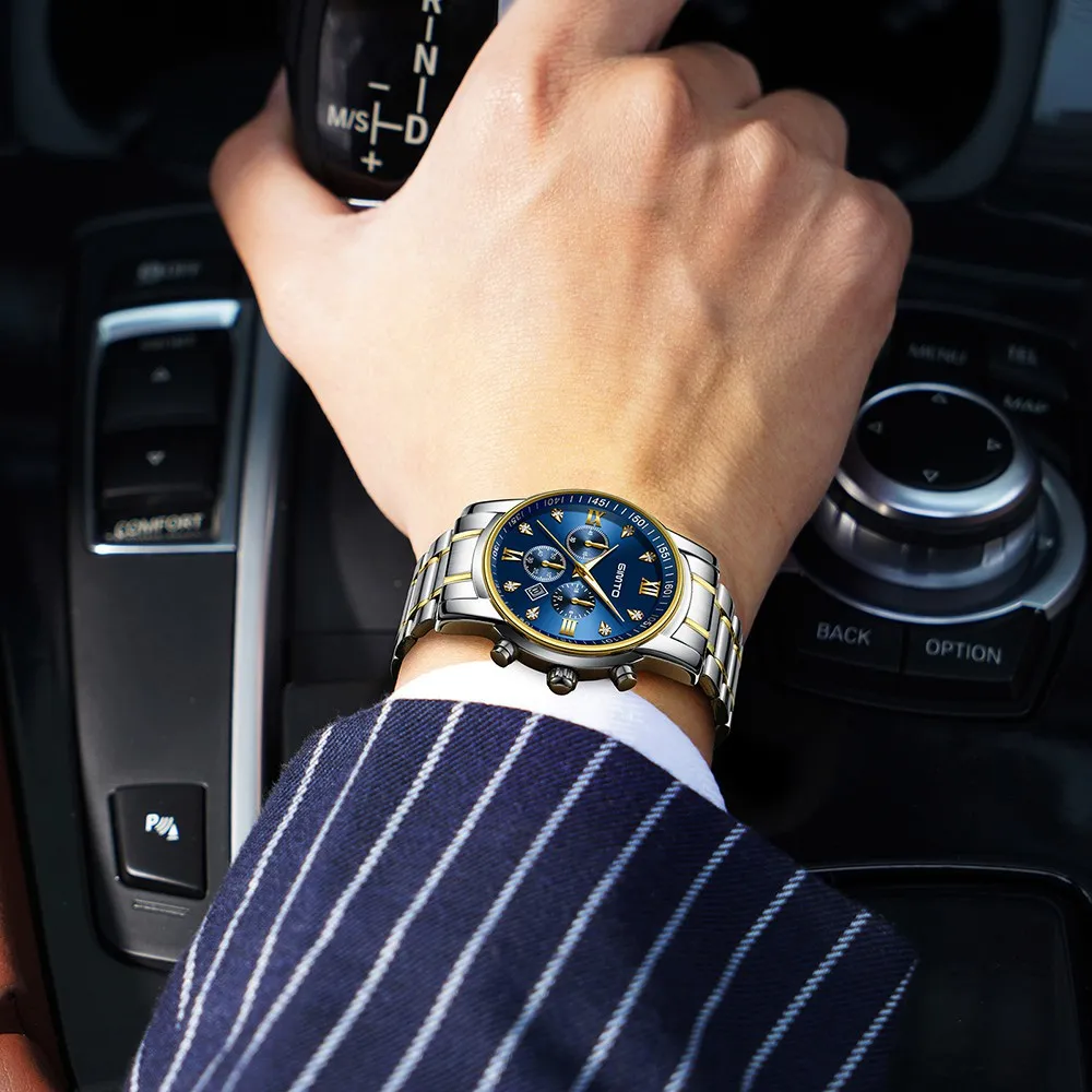 Часы наручные GIMTO Мужские кварцевые роскошные деловые золотистые