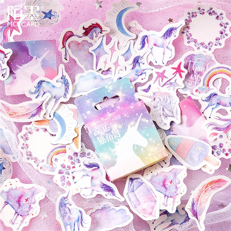 

45Pcs/set kawaii bookmark style novel cute Unicorn pattern Diary stickers planner office decor school supplies stationery