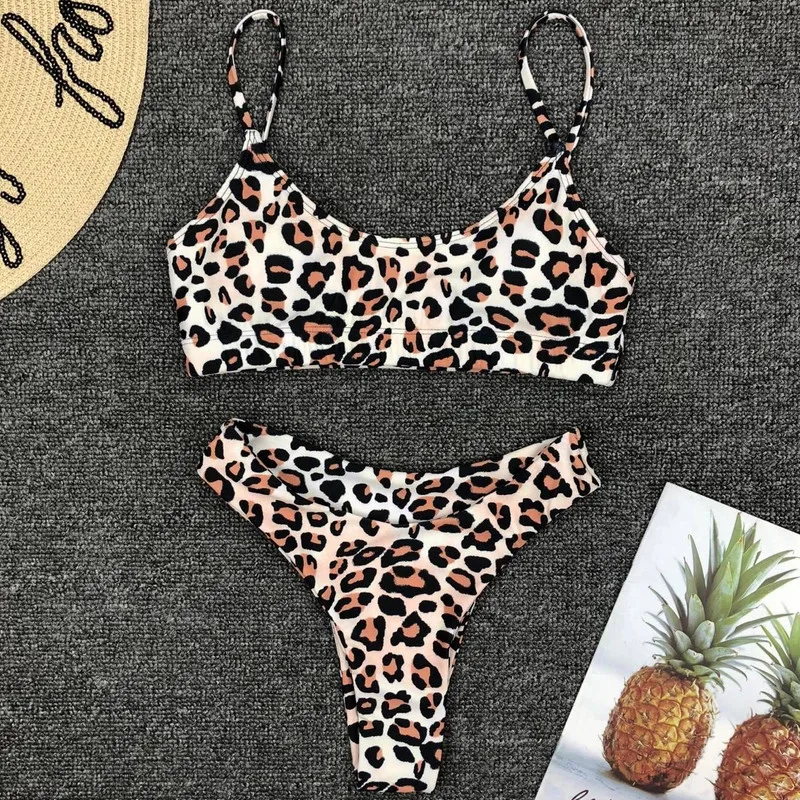 Bikini 2019 Women Push Up Leopard Set Bra Padded Strapless Swimwear Bandage Lady Swimsuit Bathing Suit | Спорт и развлечения