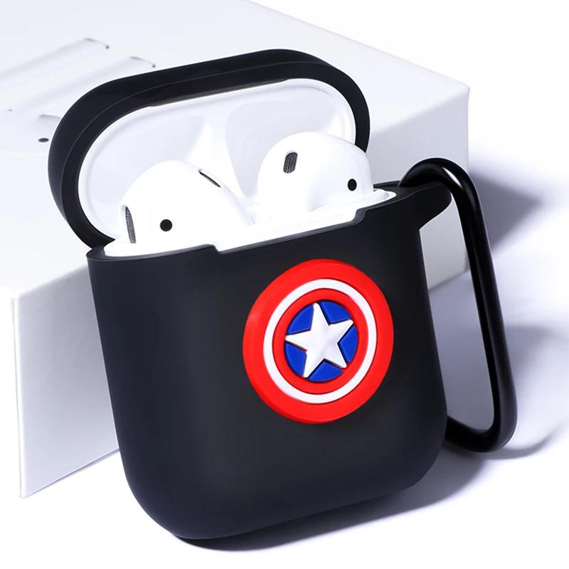 Мягкие силиконовые bluetooth наушники чехол с героями мультфильмов Marvel для Apple AirPods ультра-тонкий милый защитный чехол для AirPods зарядная коробка