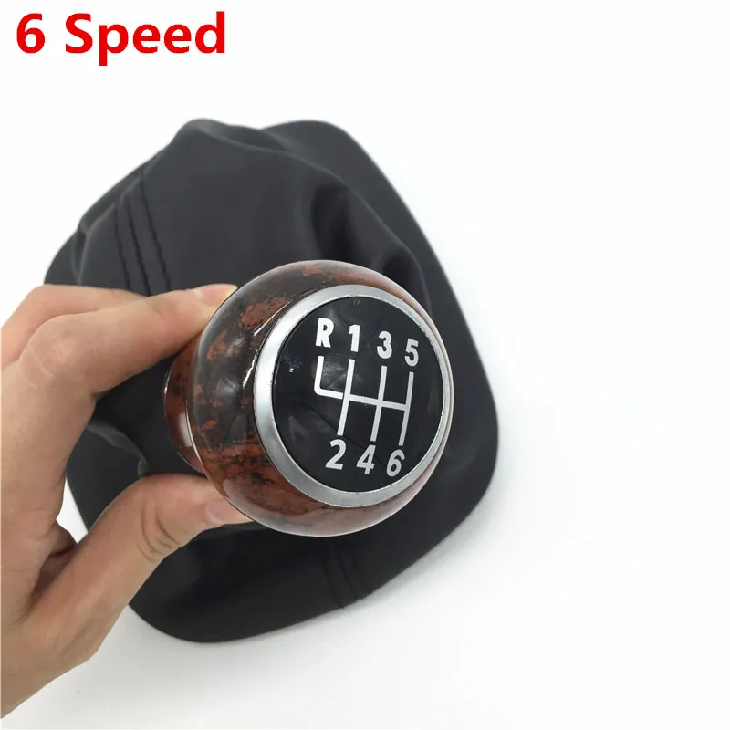 6 Speed Рукоятка рычага переключения передач, гетры для багажника, рукоять рычага, крышка на голову, 5/6 скоростей, аксессуары для стайлинга автомобилей для Фольксваген Пассат В5 - Название цвета: 6 Speed