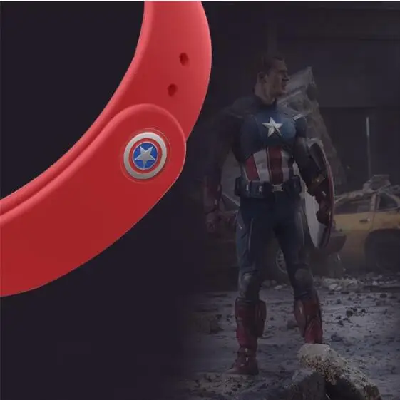 red No.2 avengers marvel For Xiaomi Mi Band 4 3 2 Bracelet Strap Miband 3 2 Strap Wristband Band For Mi Band 2 3 4 Silicone - Цвет ремешка: red No.2