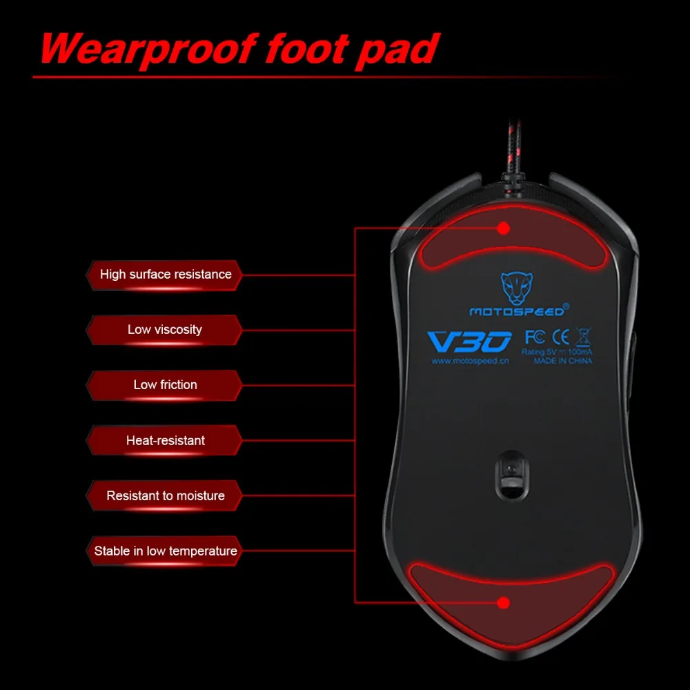Motospeed V30 Game Ergonomic Gaming Mouse Gamer Mause Wired With Backlight For Laptop PC Computer RGB Optical Raton Rato Player |