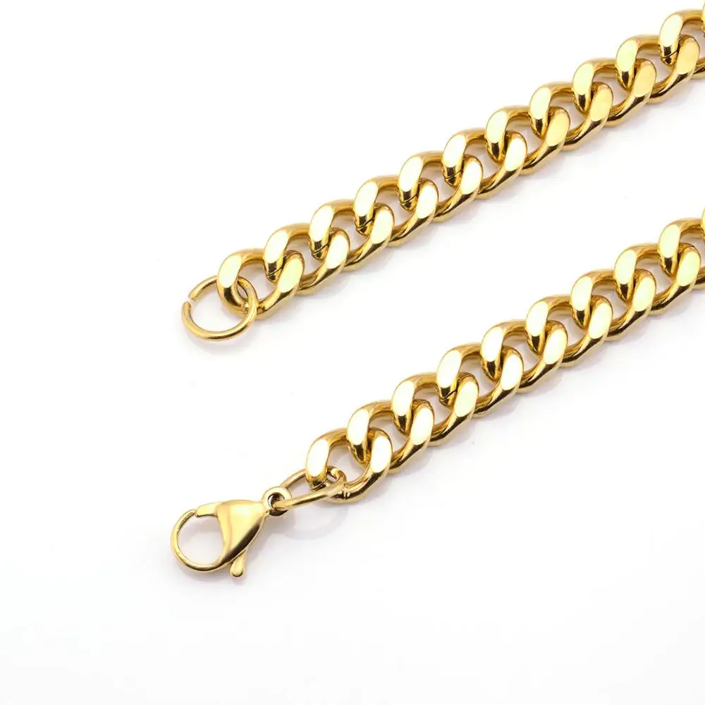 КУБИНСКИЙ звено цепи Цепочки и ожерелья Нержавеющая сталь 8 мм/24 дюйма золотое