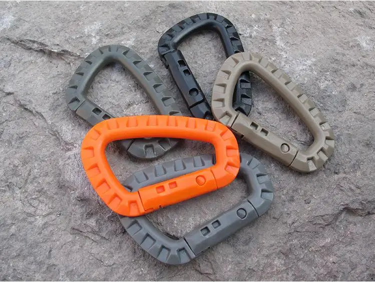 

1000 pcs D Shape Mountaineering Buckle Snap Clip Plastic Steel Climbing Carabiner Hanging Keychain Hook Fit Outdoor Army EDC