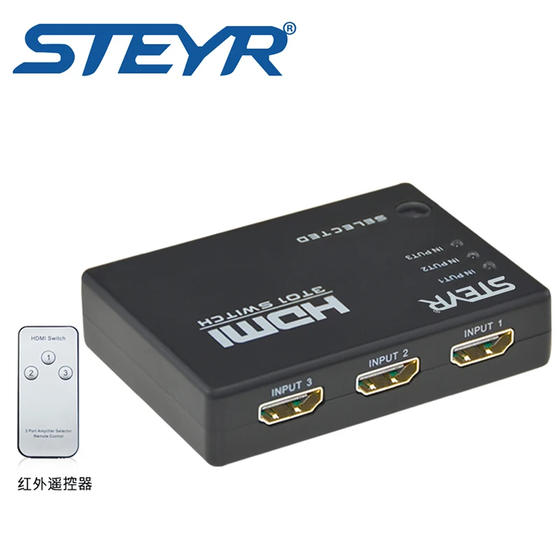 STEYR HDMI сплиттер 3 порта переключатель удаленный Переключатель порт 1080P входа 1