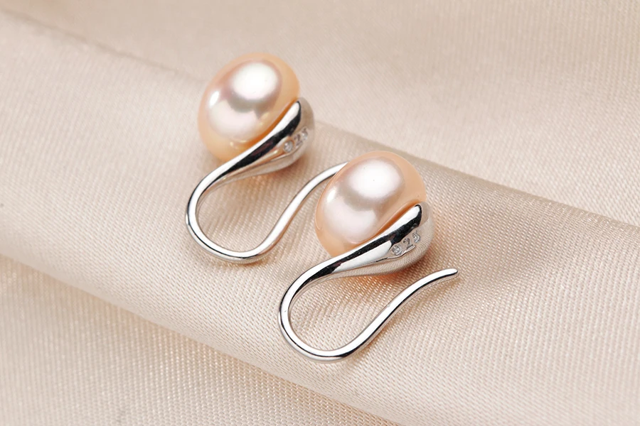 Серьги-гвоздики для женщин, белый, черный, настоящий натуральный жемчуг, ювелирное изделие из серебра 925 пробы с подарочной коробкой