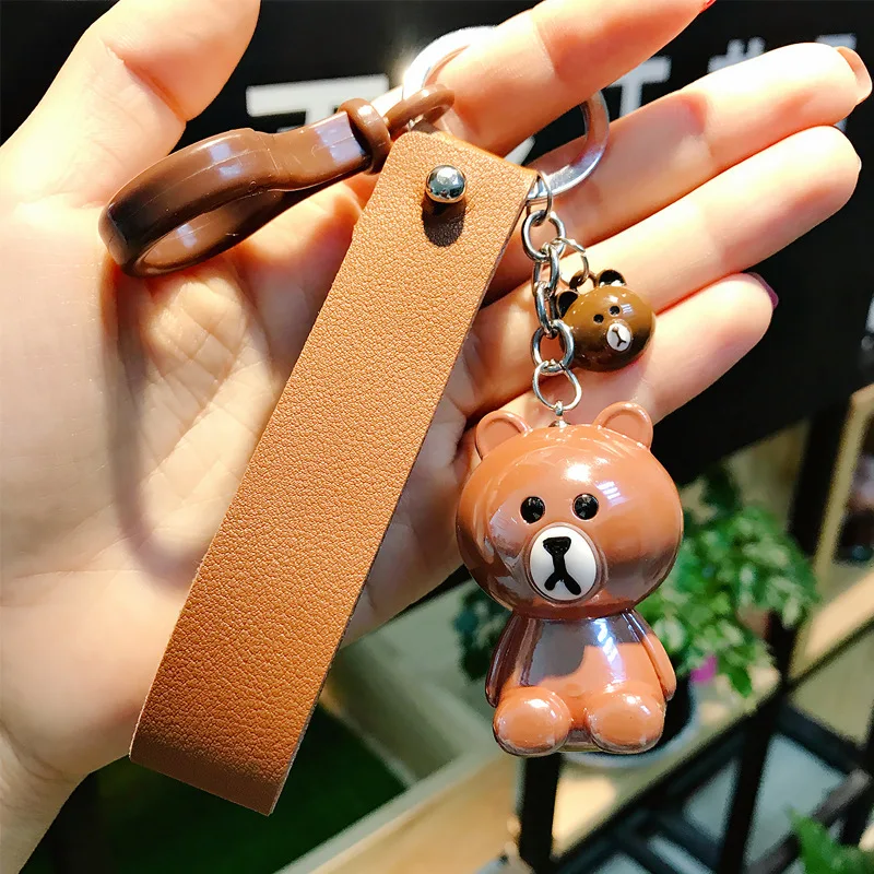 Newest Cute Anime Keychain Cartoon Bear Key Chain for Car Keys Soft Lovers Ring Women Holder Bag Pendant Girls Gift | Украшения и