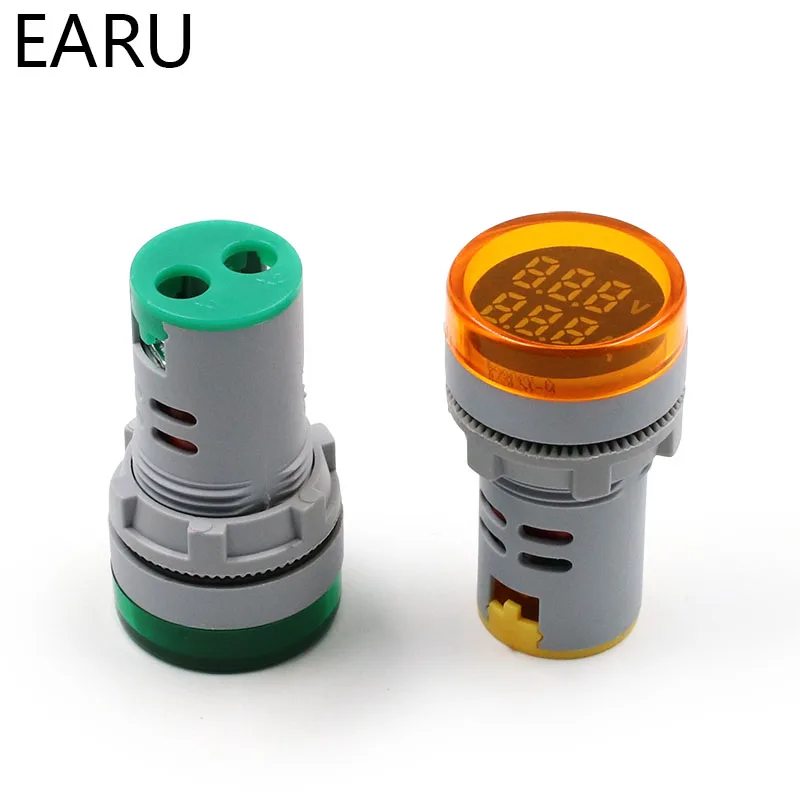 Round Mini Digital Voltmeter Ammeter 22mm AC 20-500V 0-100A Amp Volt Voltage Tester Meter Dual LED Indicator Pilot Lamp Light |