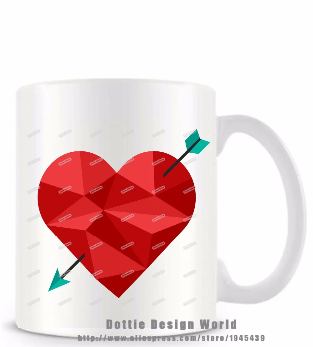 Забавная Новинка кружка для путешествий с геометрическим рисунком в виде сердца