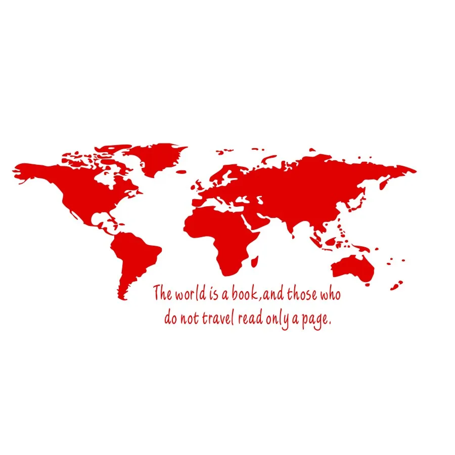 Красный Большой размер, виниловые наклейки s The World Is A Book World, Карта мира, настенные Стикеры, для спальни, Diy, настенные художественные наклейки, Современный домашний декор - Цвет: Красный