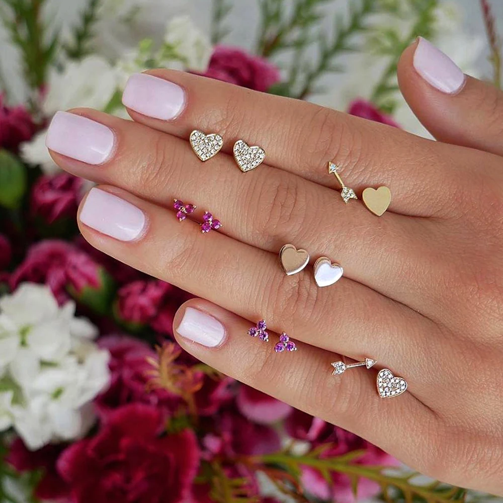 12 шт./компл. женские модные темпераментные серьги стрелки с золотым сердцем и