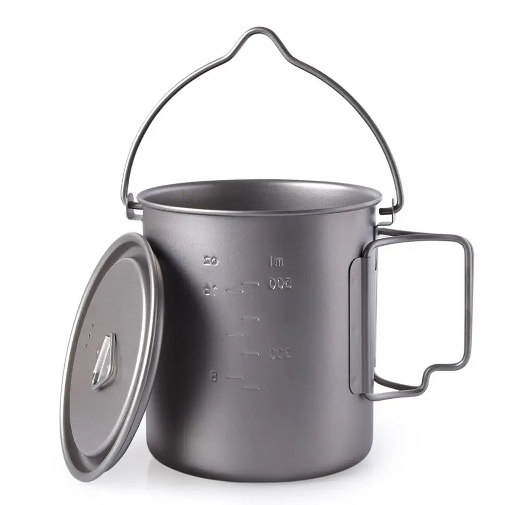 Ti1581B-cup Безграничный Вояж, титановый горшок, кружка, чашка с крышкой, складная ручка, складной, для кемпинга, туризма, пикника, 750 мл - Цвет: Ti1581B-cup