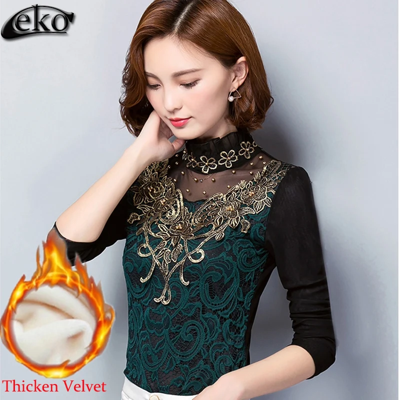 2019 модная женская одежда с вышивкой Блузы зимние женские блузки рубашки