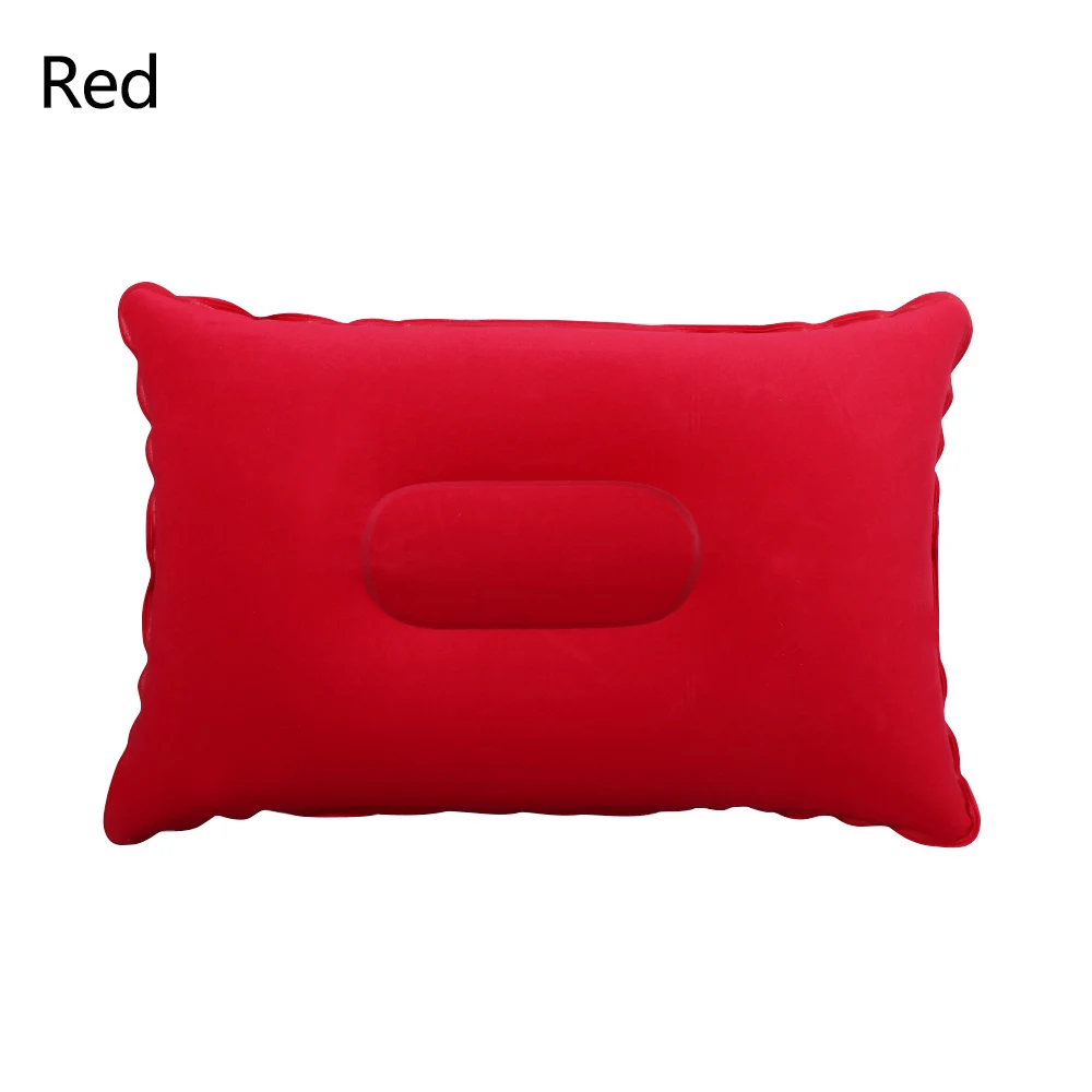 red 1 шт. наружная портативная воздушная надувная подушка, складная двухсторонняя Флокированная подушка для отдыха, подушка для сна для путешествий, горячая Распродажа по всему миру - Цвет: red