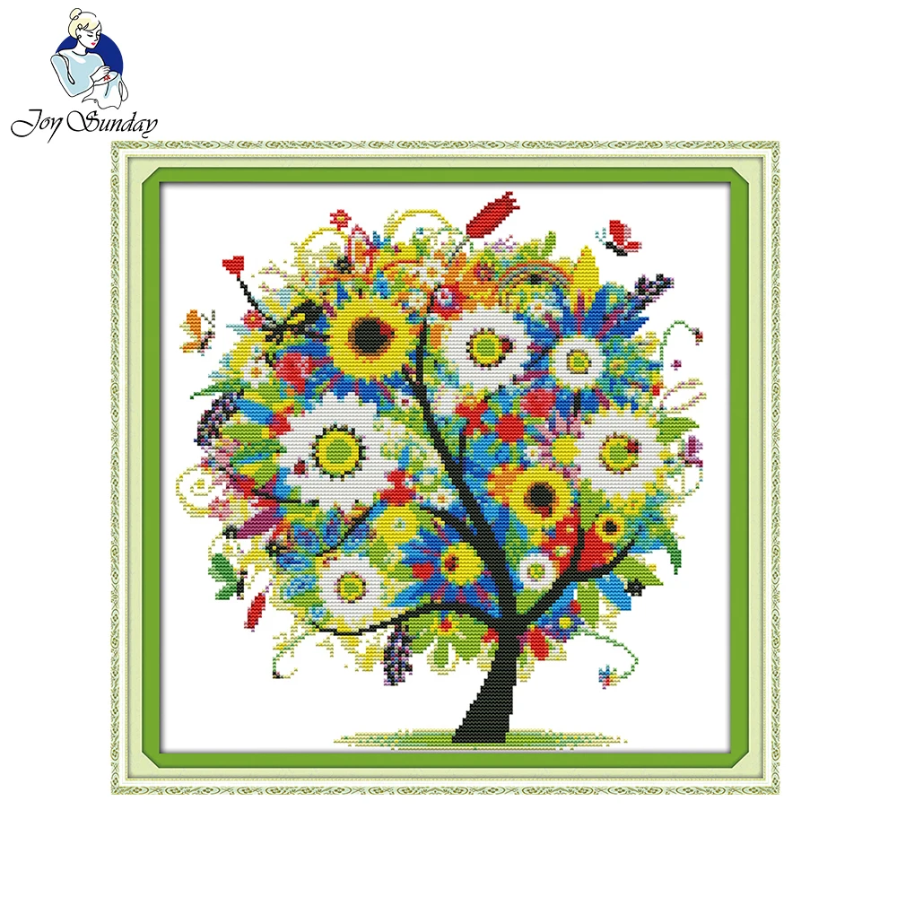 Joy Sunday Happy tree наборы узоров для вышивания крестиком | Дом и сад