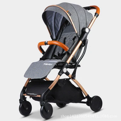 gold Dark gray Детская коляска для мальчиков и девочек, легкая переносная коляска для путешествий с резиновыми колесами для новорожденных - Цвет: gold Dark gray