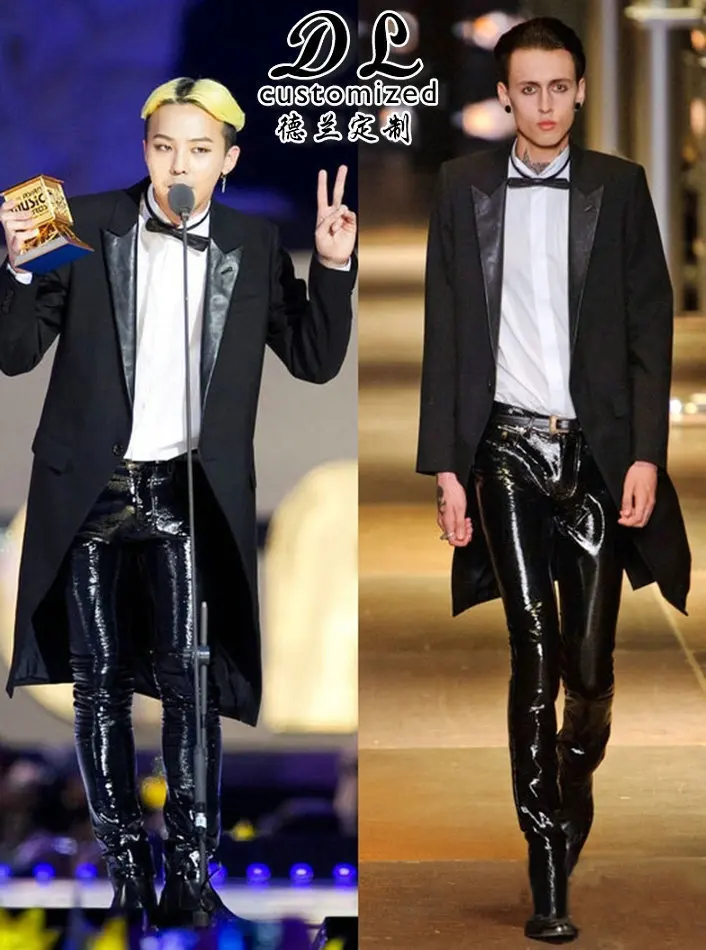 S~3XL NEW men's clothing Fashion personality Korean Edition slim mirror lacquer leather men's leather trousers