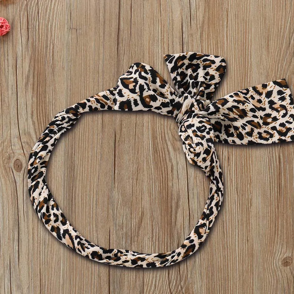 Джинсовый комбинезон для маленьких девочек + шорты с леопардовым принтом повязки