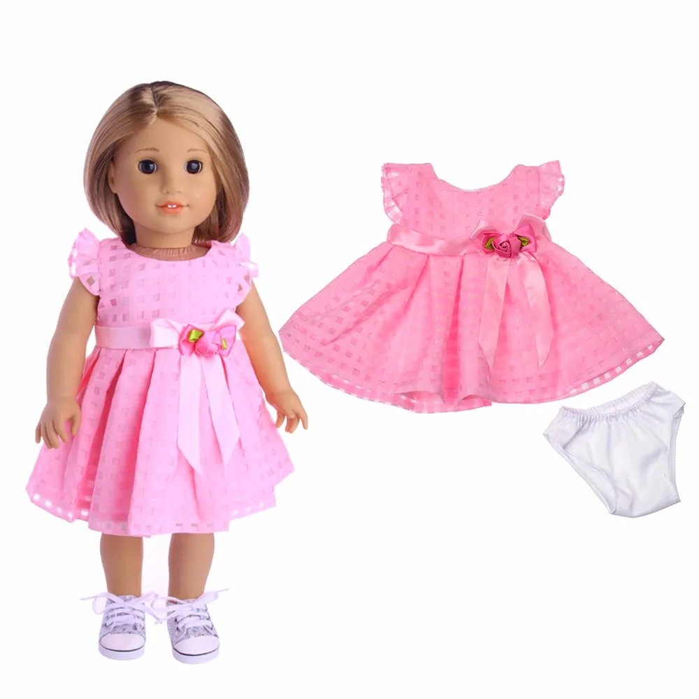 Высокое качество красивое розовое платье подходит для 18 дюймов американский и 43