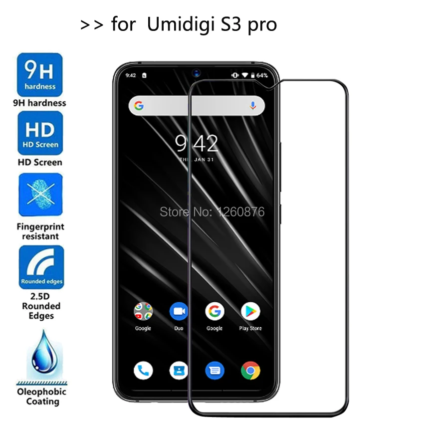 Закаленное стекло 9H для UMIDIGI S3 PRO полная защита экрана Umi Pro Защитная пленка