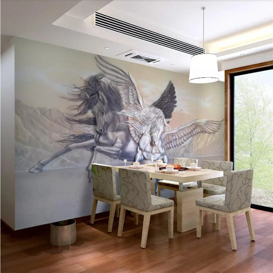 Обои на заказ 3d фотообои стерео рельефа ангела коня спальни ТВ фон настенное