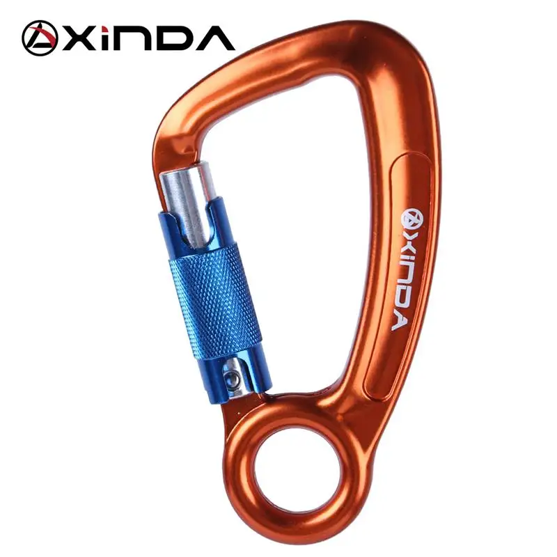 Orange Xinda три-этап автоматический карабин скалолазание дерево джунгли пересечение 30KN d-образный замок безопасности алюминиевая пряжка наружное оборудование - Цвет: Orange