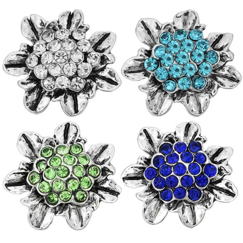 

10 шт./лот, Xinnver украшения с кнопкой из металла, 18 мм, браслет с кнопками, дизайн с цветами, сплав, оснастка, браслеты для женщин, ZA3044