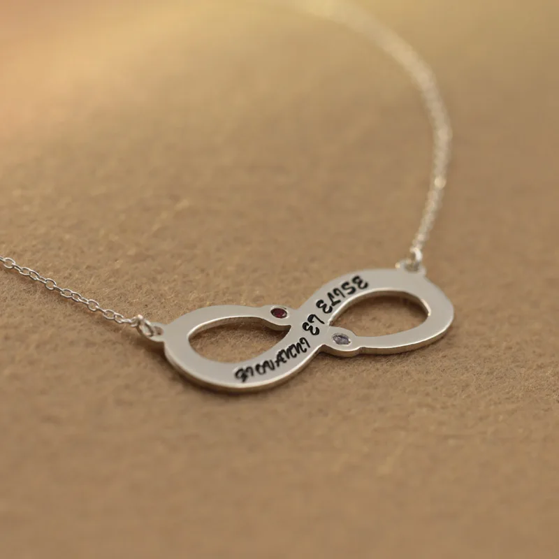 Парные имена индивидуальное колье-чокер Кулон Бесконечность камень рождения