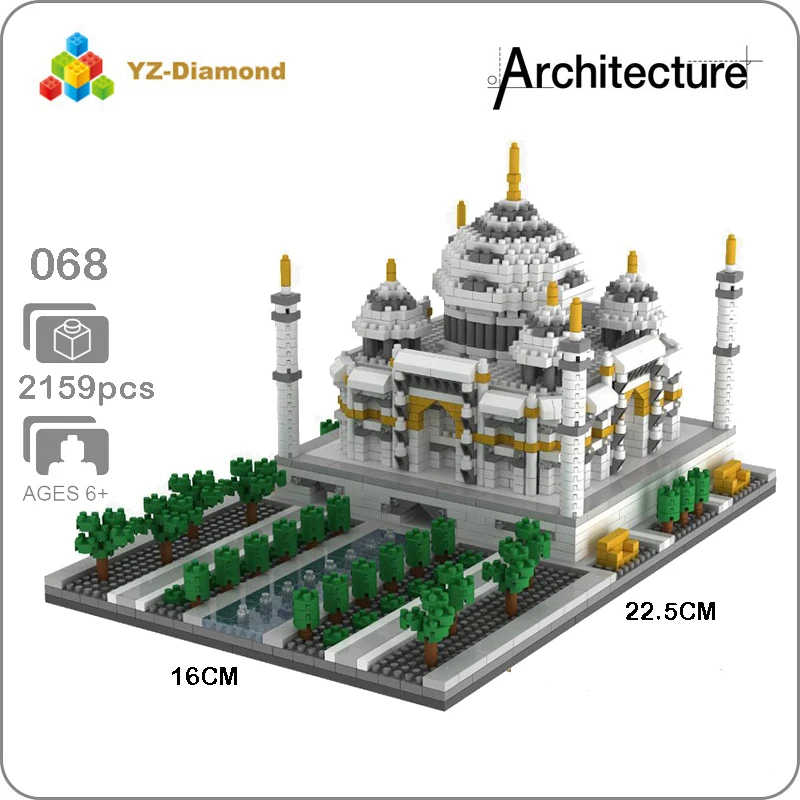 YZ 068 всемирно известная архитектура Тадж-Махал дворец DIY 3D модель мини-здания алмаз маленькие блоки кирпичи игрушка для детей без коробки