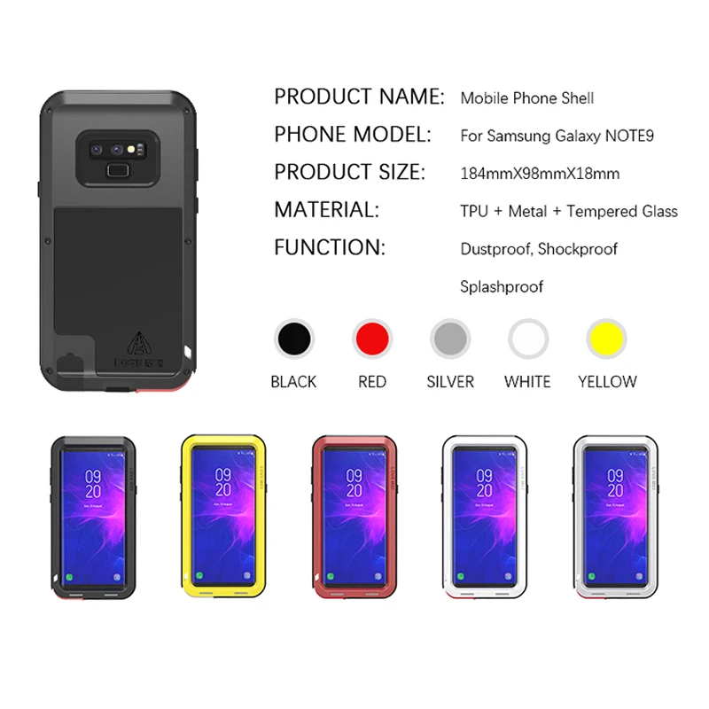 Note9 LOVE MEI Shockproof Life Waterproof Metal Case for SAMSUNG Galaxy Note 9 Samsung phone 360 Full protection | Мобильные