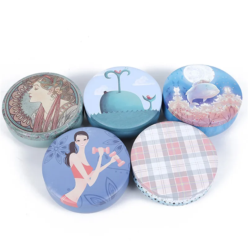 Популярный новый портативный круглый чай сахар Кофе жестяная коробка для