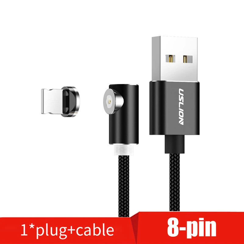 Black For IOS USLION Магнитный Micro USB кабель type-c Зарядка для iPhone samsung Магнитная Зарядка адаптер type C кабели для мобильных телефонов шнур - Цвет: Black For IOS
