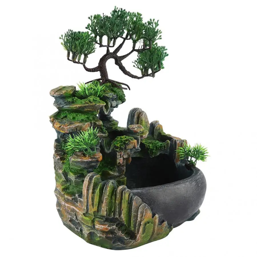 Home Decoration Accessories Garden Decoration Waterfall Desktop Fountain With Color Changing Led Lighting Zen Meditation