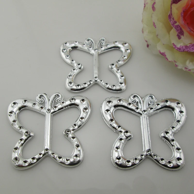 

10 X Acrylic Plastic Butterfly Wedding Dectorative Ribbon Slider Buckles