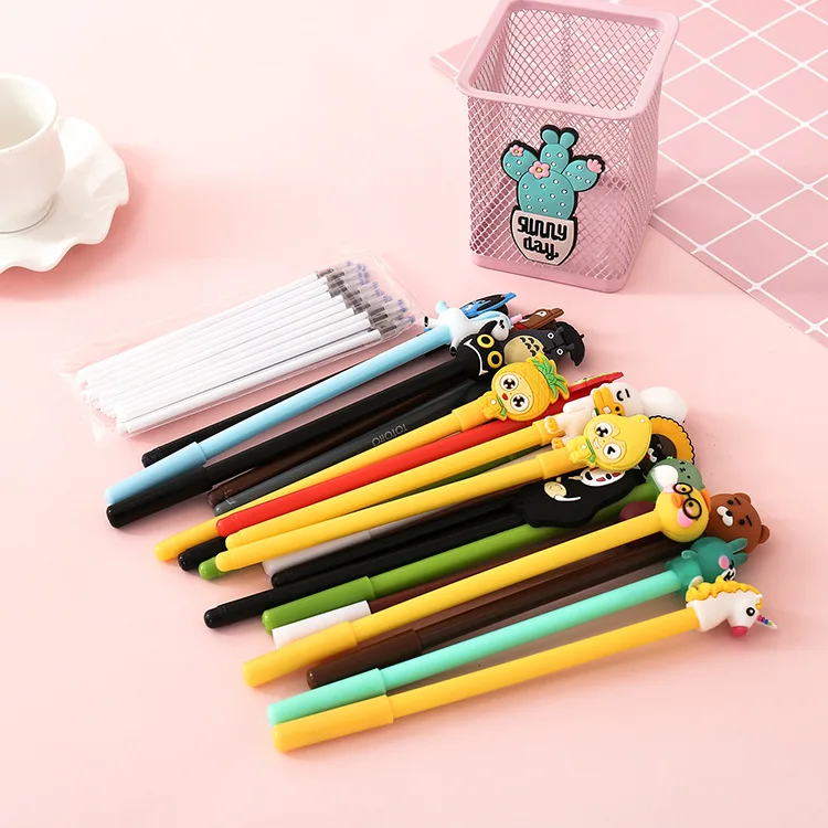 20 шт./компл. гелевая ручка с заправкой Kawaii caneta необычные ручки единорогом papelaria kalem