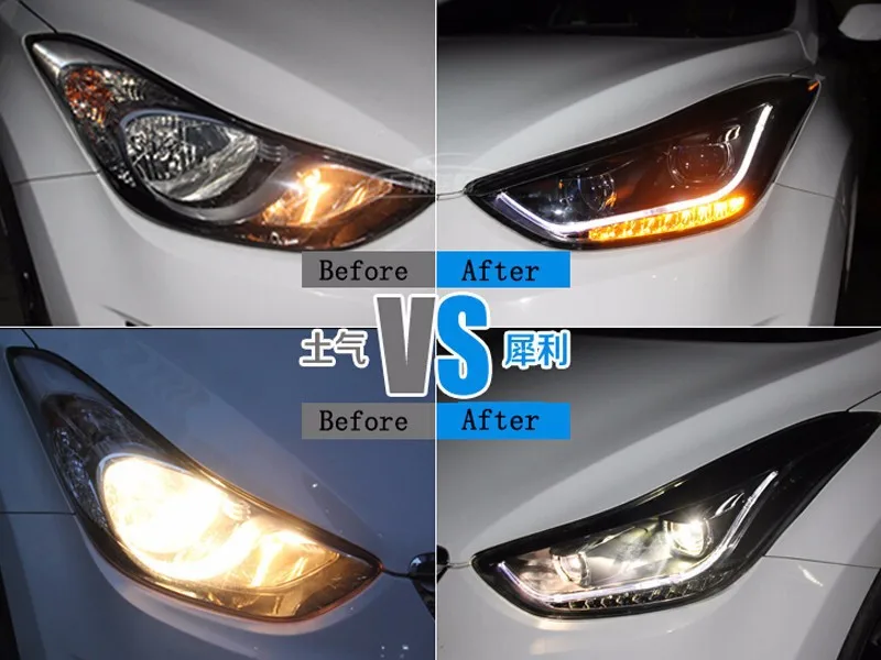 Автомобильный Стайлинг головная лампа для hyundai Elantra MD светодиодная фара в сборе 2011- Elantra led H7 с hid комплектом 2 шт