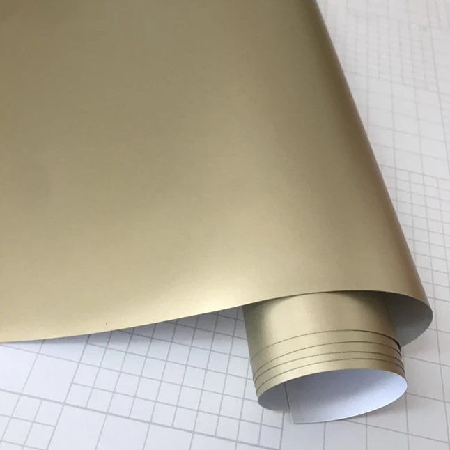 Champagne Gold Матовый Антрацит виниловая обертка металлик темно-серый матовый автомобилей Обёрточная бумага пинг пленочное покрытие Фольга с воздушных пузырьков 10/20 Вт, 30 Вт, 40/50 см X 152 см - Название цвета: Champagne Gold