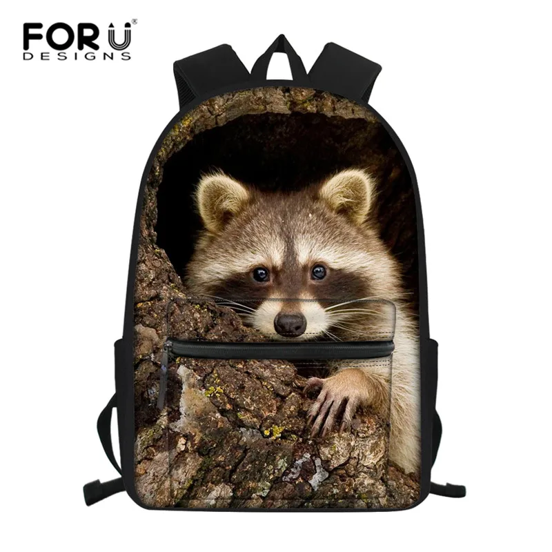 FORUDESIGNS/рюкзак с енотом для средней школы для девочек, школьные сумки для детей начальной школы, вместительные школьные сумки для детей, Mochila - Цвет: XM499Z58