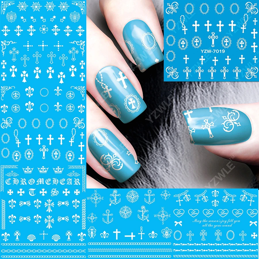 Белые наклейки для ногтей декоративные накладные ногти декоративный дизайн|decal